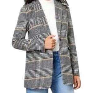 Ann Taylor LOFT Women’s Wool Blend Coat Plaid Peacoat Petite 4 Blazer Preppy